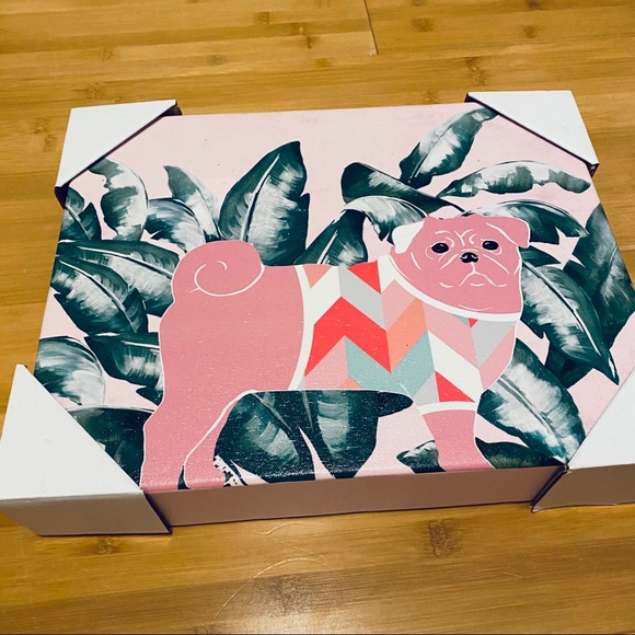 Other - Pink Preppy Pug Canvas Art